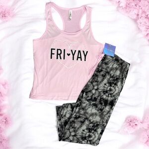 French Affair pajama set Fri-Yay tank top & pants women’s size large NWT